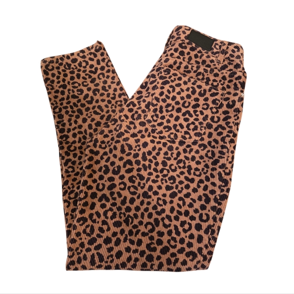 TWIK Brown Corduroy Pants - Leopard Print High Rise Cords Size 25